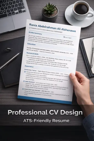 تصميم سيرة ذاتية احترافية (ATS-Friendly Resume Design)
