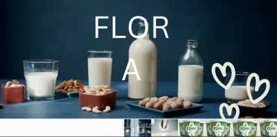 بناء الهوية البصرية والحملة الإعلانية لعلامة "Flora" للألبان النباتية