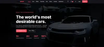 تصميم وتطوير واجهة موقع فاخر لبيع السيارات (Luxury Car Website UI)