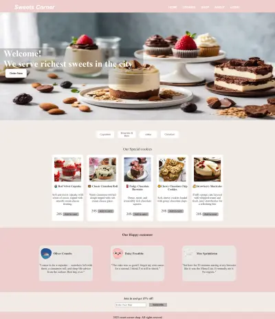 Sweets Corner  landing page - متجر إلكتروني متكامل للحلويات