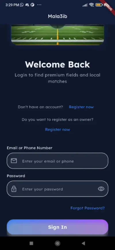 mala3ib - Smart Sports Field Booking App