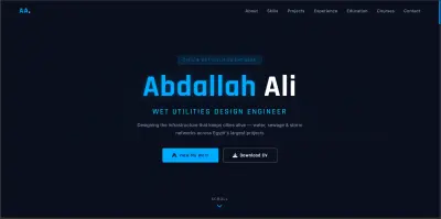 تصميم وتطوير موقع سيرة ذاتية (Portfolio) لمهندس تصميم شبكات مرافق مدنية