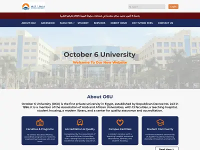 UI/UX design for O6U Landing Page with grades page