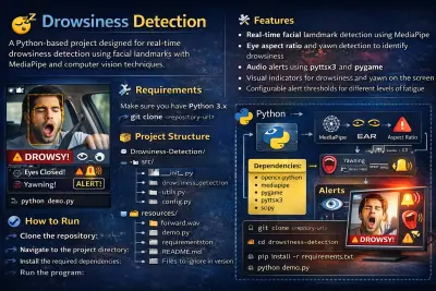 نظام كشف النعاس في الوقت الحقيقي باستخدام الرؤية الحاسوبية وMediaPipe