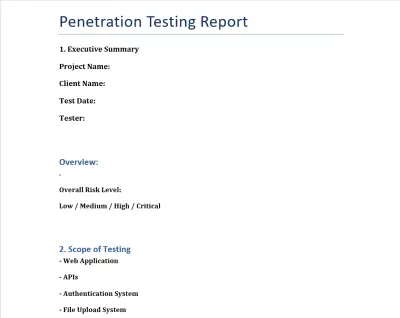 تقرير فحص أمني شامل واختبار اختراق لموقع ويب