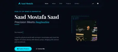 تصميم موقع ويب شخصي تفاعلي يعتمد على مفهوم الهوية الثنائية (Duality Portfolio)