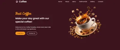 تصميم Landing Page احترافية لمقهى (Coffee Shop) باستخدام HTML وCSS بتصميم Modern ومتجاوب