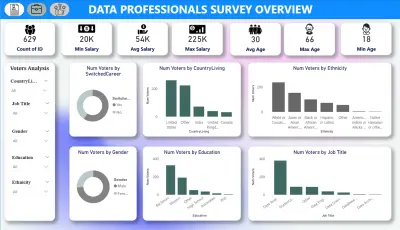 تصميم لوحة قيادة تفاعلية لتحليل بيانات المتخصصين في مجال البيانات (Data Professionals Dashboard) باستخدام Power BI تفاصيل العمل