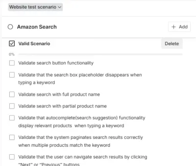 تصميم Test Scenarios لخاصية البحث في Amazon