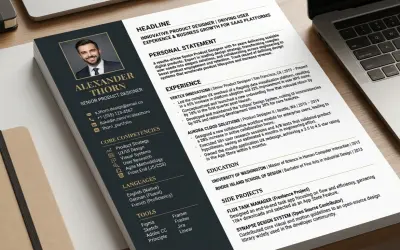 تصميم سيرة ذاتية (CV) احترافية بنظام ATS وهوية بصرية عصرية