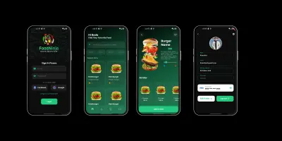 تصميم وبرمجة تطبيق لتوصيل الطلبات Food Ninja بواجهات عصرية (Dark Theme)