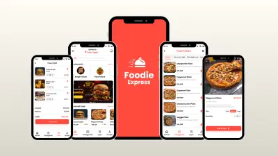 تصميم واجهات تطبيق توصيل الطعام Foodie Express