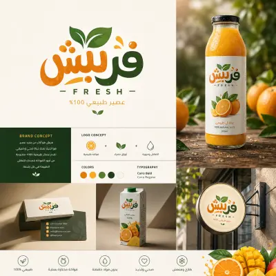 تصميم لوجو لبراند عصير فريش بشكل عصري وجذاب