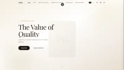 AMA Clothing — متجر إلكتروني فاخر لعرض وبيع الملابس والإكسسوارات