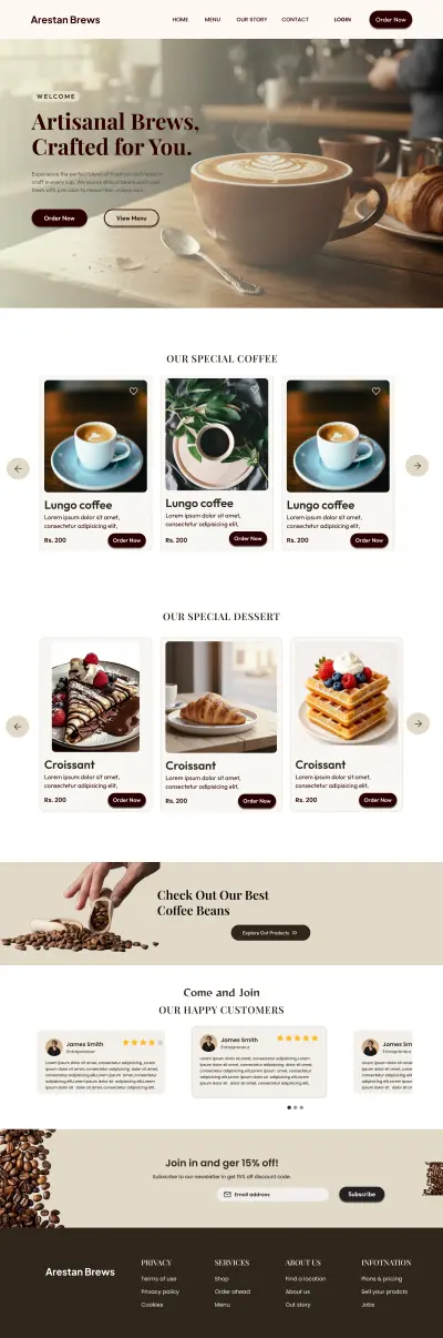 Coffee Shop Landing Page Design
