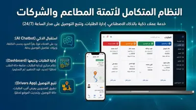 نظام خدمة عملاء آلي وتطبيق متكامل لإدارة الطلبات والتوصيل للمطاعم والشركات