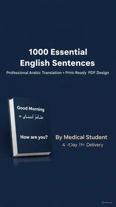 1000 Essential English Sentences Book - Human Translation + PDF Design