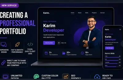 تصميم وتطوير Portfolio Website احترافي لعرض أعمالك ومهاراتك