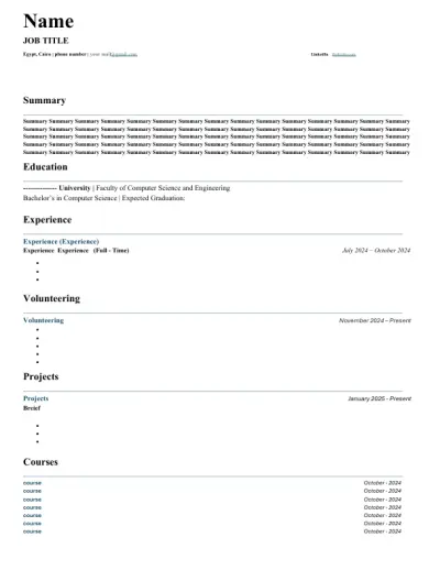 تصميم سيرة ذاتية (CV) احترافي بنظام الـ ATS - نموذج عصري