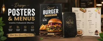 تصميم Menu & Poster احترافي بأسلوب عصري وجودة عالية