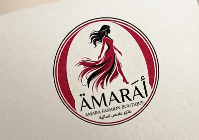 شعار لمحل ملابس نساءي بالون الاحمر و الاسود