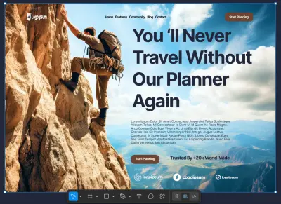 تصميم صفحة هبوط احترافية لموقع سفر (Landing Page UI/UX حديثة)