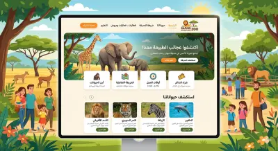 تصميم واجهة موقع حديقة حيوان عصرية وجذابة (UI/UX