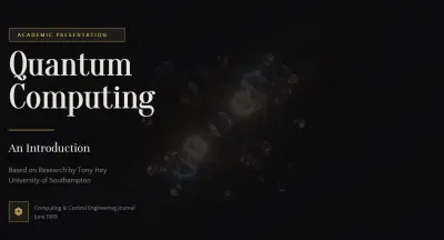 تصميم عرض تقديمي أكاديمي متقدم عن الحوسبة الكمومية (Quantum Computing)