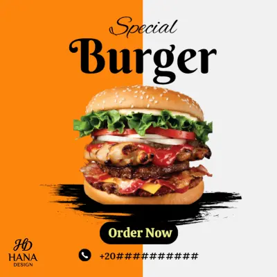 تصميم بوستر إعلاني لمطعم برجر
