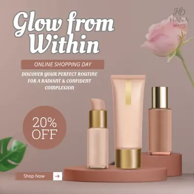 تصميم إعلاني لمنتجات العناية بالبشرة (Glow from Within)