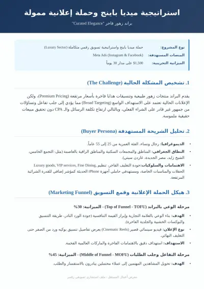 استراتيجية ميديا باينج وحملة إعلانية ممولة لبراند زهور فاخر "Curated Elegance"