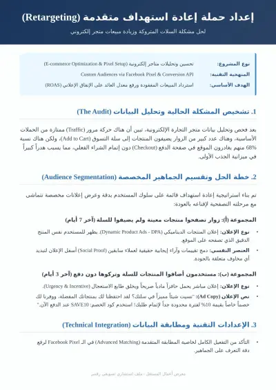 إعداد حملة إعادة استهداف (Retargeting Campaign) لمتجر تجارة إلكترونية لزيادة المبيعات بنسبة 25%.