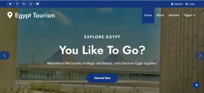 تصميم موقع سياحي عن معالم مصر والرحلات السياحية باستخدام HTML وCSS وJavaScript وBootstrap