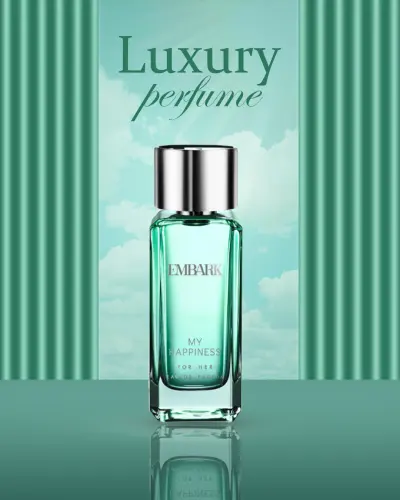 تصميم إعلاني وحملة إعلانية لعطر نسائي (برفيوم).