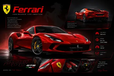 Premium Sports Car Poster | Ferrari Luxury Design Concept