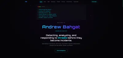 تصميم وتطوير موقع Portfolio احترافي لمحلل SOC Analyst بتصميم حديث ومتجاوب