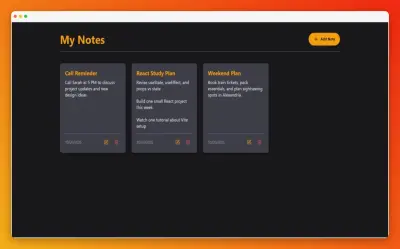 سأبني لك تطبيق ملاحظات احترافي بتصميم عصري داكن بـ React