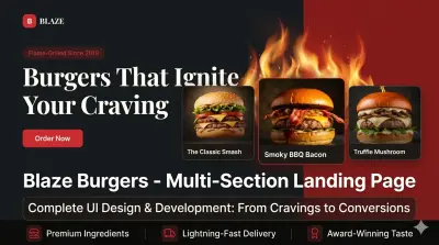 Blaze Burgers - تصميم واجهة موقع مطعم برجر تفاعلية (Landing Page)