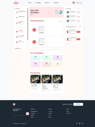 موقع و Dashboard لادارة جميع بنوك الدم