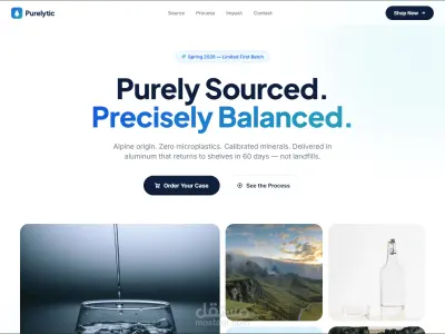 واجهة صفحة هبوط لشركة خدمات مياه (Purelytic - Water Solutions)