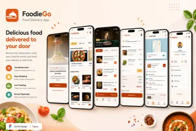 صورة العمل FoodieGo هو مشروع تصميم UI/UX لتطبيق موبايل متخصص في طلب وتوصيل الطعام.