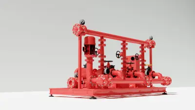 محطة ضخ صناعية — نمذجة ثلاثية الأبعاد