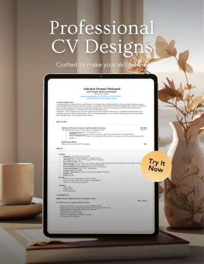 تصميم سيرة ذاتية (CV) احترافية وعصرية متوافقة مع أنظمة الفرز الآلي (ATS)