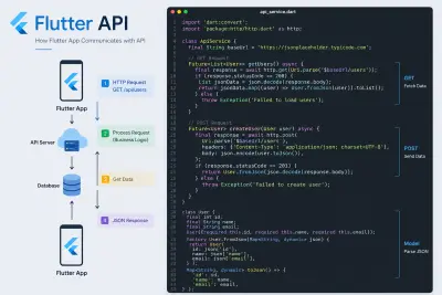 صورة العمل ربط تطبيق Flutter مع API وعرض البيانات