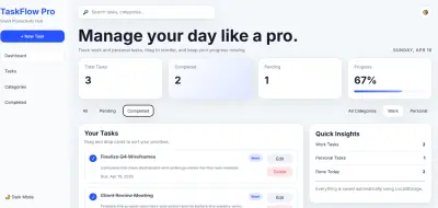TaskFlow Pro – Smart Task Management Dashboard