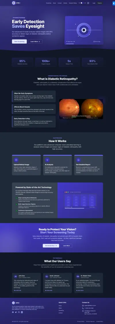Full-Stack AI Medical Application for Eye Disease Detection (Laravel & Flask API)