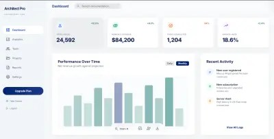 تصميم واجهة Dashboard احترافية وعصرية لنظام إداري أو SaaS
