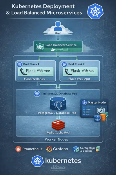 صورة العمل Kubernetes Deployment & Load Balanced Microservices