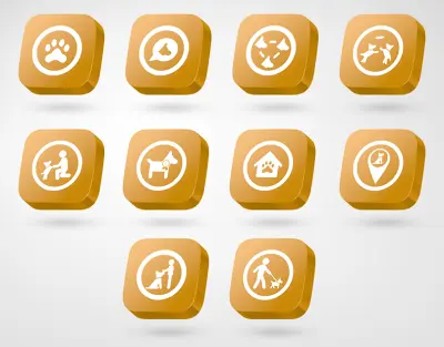 Pet Services App — أيقونات وواجهة تطبيق خدمات الحيوانات الأليفة