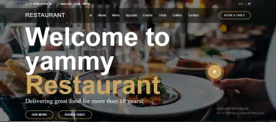Yammy Restaurant - موقع مطعم فاخر متكامل ومتجاوب بـ Next.js & Tailwind CSS